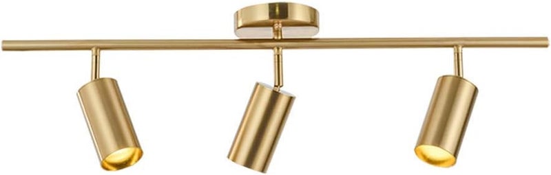KCO Lighting Modern Brass Gold Track Lighting 3-Lights Modern Kitchen Fixtures Indoor Flush Mount Ceiling Spotlights Dimmable LED Ceiling Spot Light (3-Light) - Image 1
